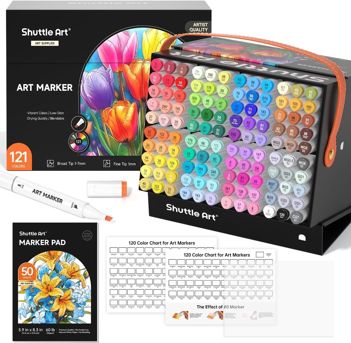 Alcohol markers set - 121 kleuren - Alcoholstiften met dubbele punt en opbergkoffer - Voor kunstenaars en beginners