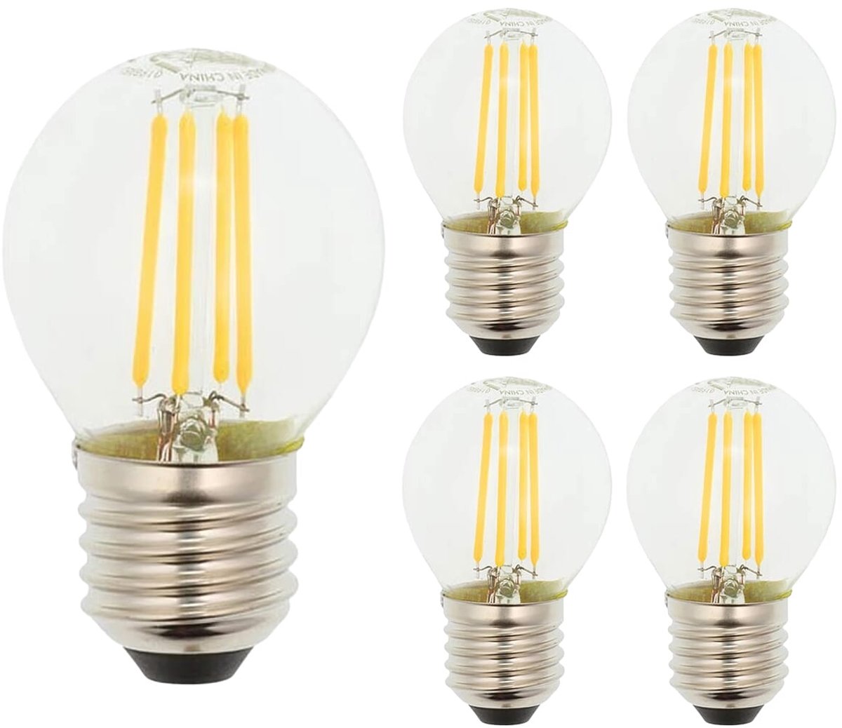 VITO LEDISONE-D - LED Filament Lamp E27 - 6W 750lm 4000K - Neutraal Wit Licht - Mini Globe G45 - Dimbaar - 5 stuks