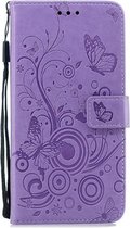 Apple Iphone 6 / 6S Bookcase hoesje Vlinders/takjes (paars)