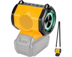 Bluetooth Speaker voor Dewalt 20V Accu, Draadloze 20W Portable Speaker met Bluetooth 5.3, TWS Stereo-koppeling en tot 24 Uur Afspeeltijd, Geschikt voor Dewalt 20V Accu's
