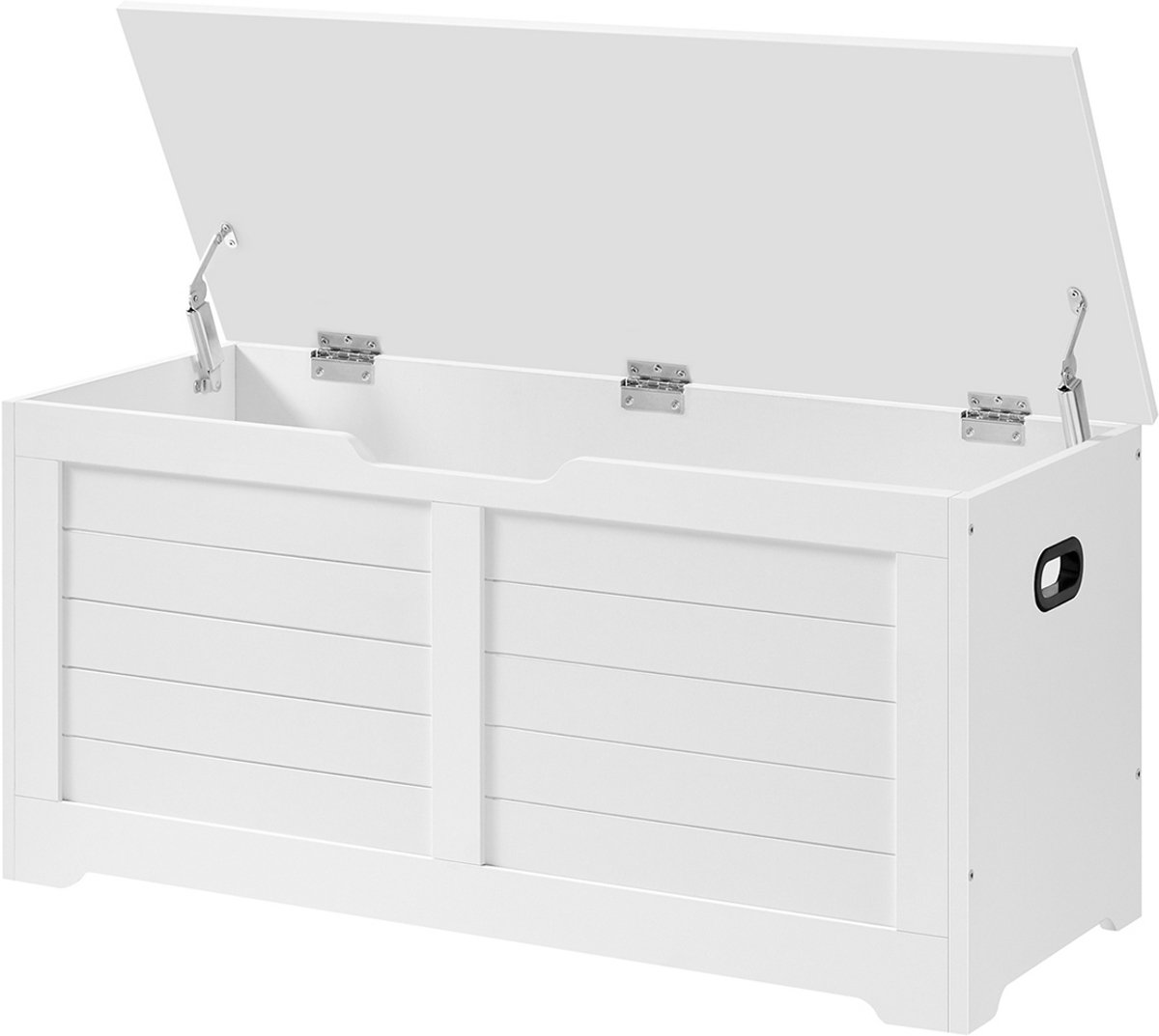 Opbergbank Opbergkist Dekenbox 40 x 100 x 46 cm, Wit, met 2 Veiligheidsscharnieren en Zijhandgrepen, Ruime Opbergruimte, Max. 100 kg, Zitbank voor Hal, Slaapkamer en Woonkamer