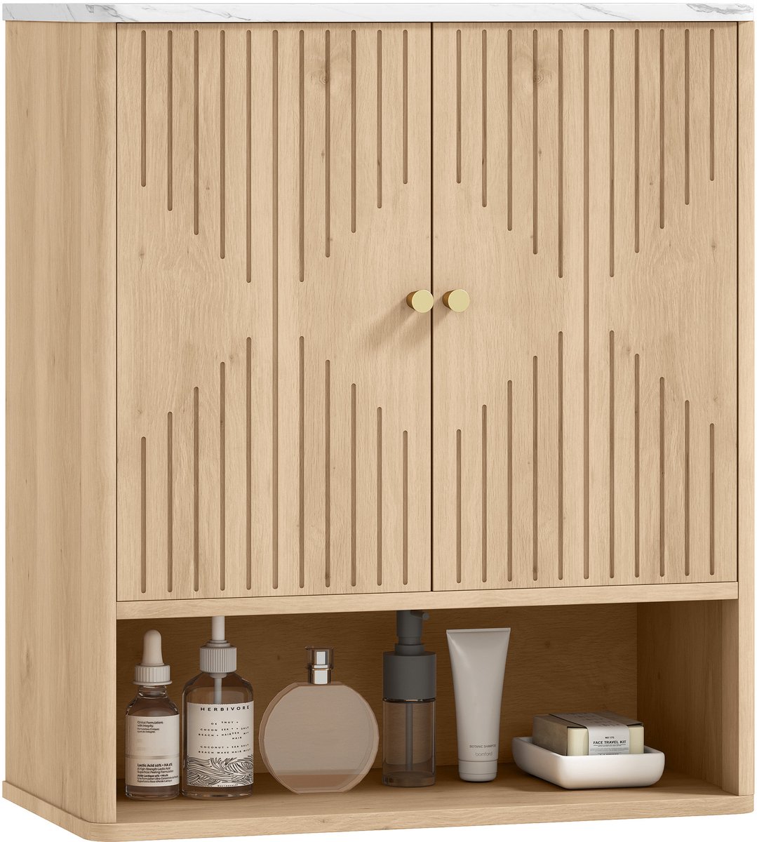 HOMCOM-Wandkast-MDF-60x18x70cm-Eiken