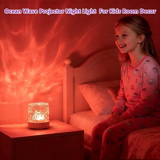 Oceaangolfprojectorlamp - 16-kleuren draadloze LED - 3D holografische waterrimpelprojectie nachtlampje - badkamer en slaapkamer - Water rimpel nachtlampje - Zacht voor de ogen - Romantische sfeer lamp - Sfeer decoratie voor de kinderkamer — afbeelding 2