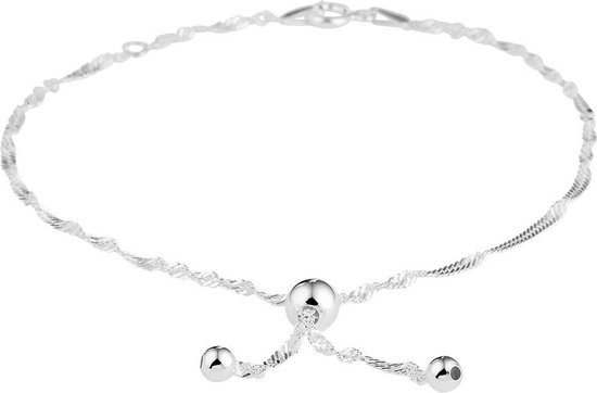 GLAMS - Bracelet de cheville Billes 22 - 24 cm - Argent
