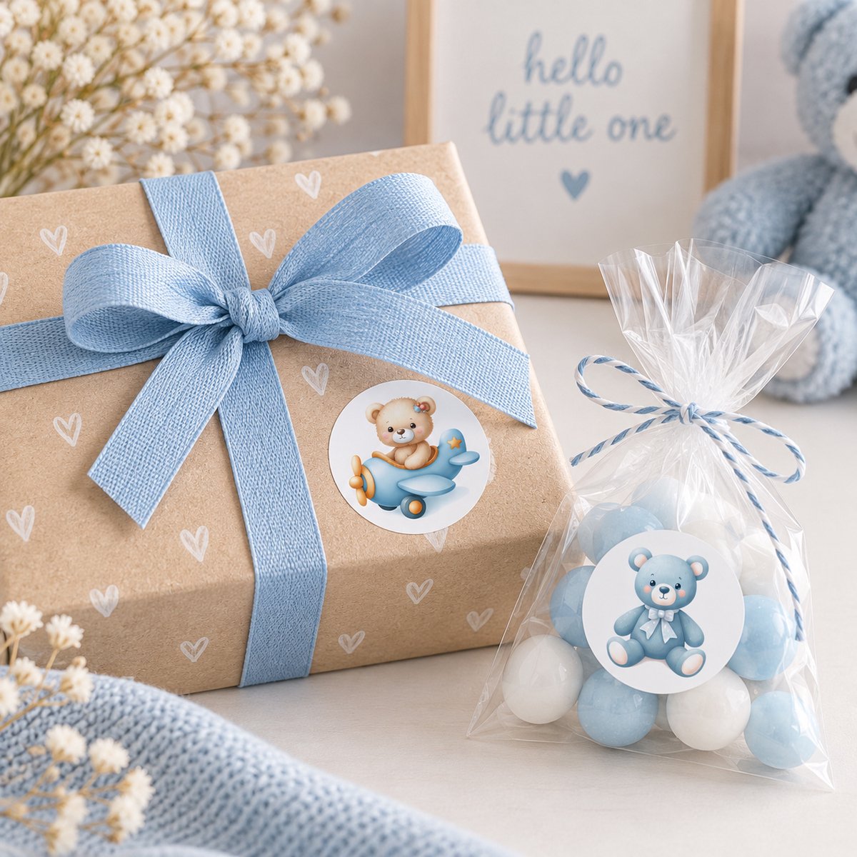 Baby Jongen Stickers - 3 Stickervellen - 105 Baby Stickers - Geboortekaartje Jongen — afbeelding 4