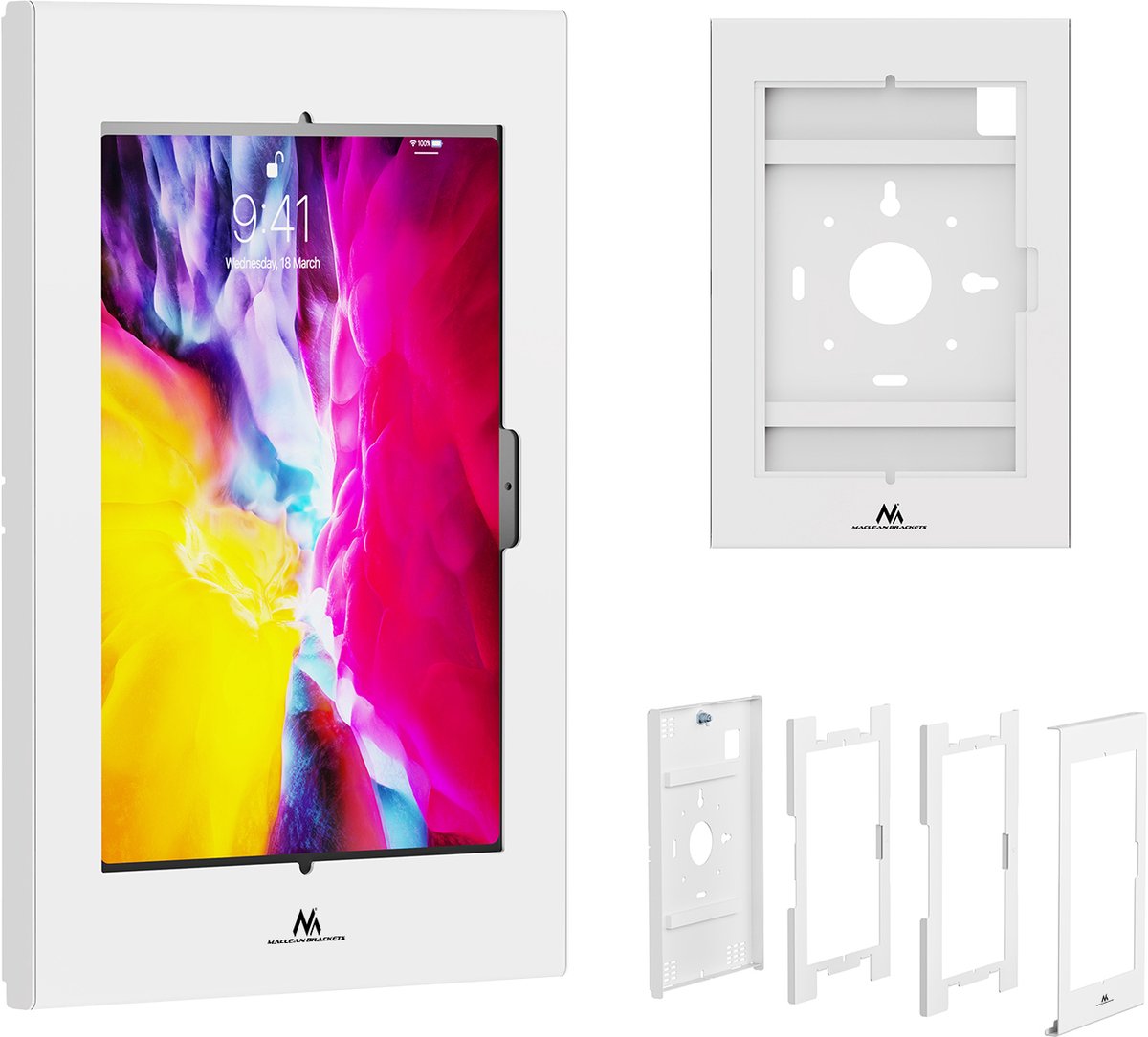 Maclean-tablethouder met vergrendeling, 10,9"-11", iPad Air/Pro, Samsung Tab A- en S-serie, 220 x 323 x 22 mm, MC-955 W