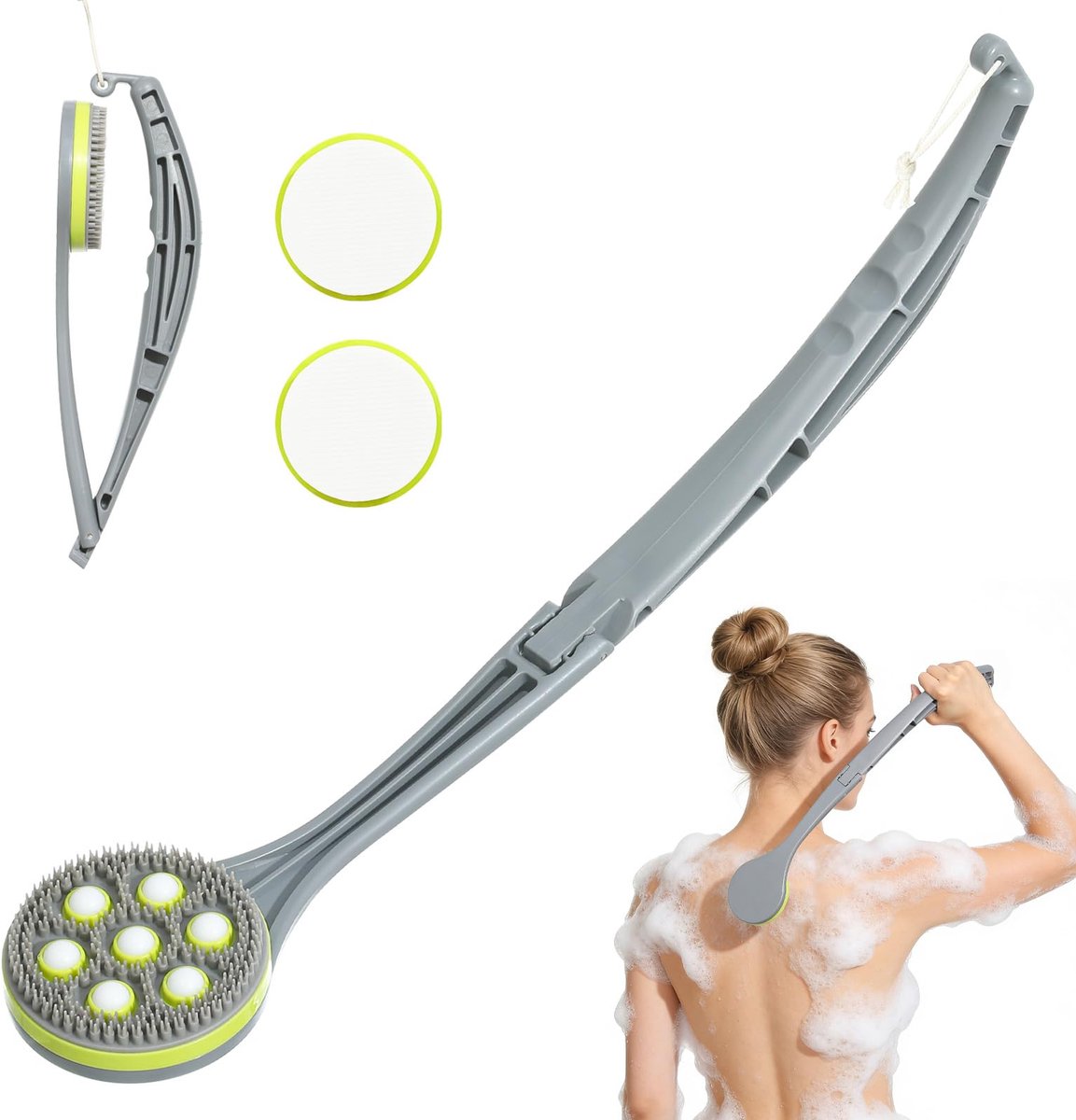 Rugcrème-applicator - Met 2 EVA-koppen en borstel met massagebal - Voor huidverzorging en het gelijkmatig aanbrengen van lotion