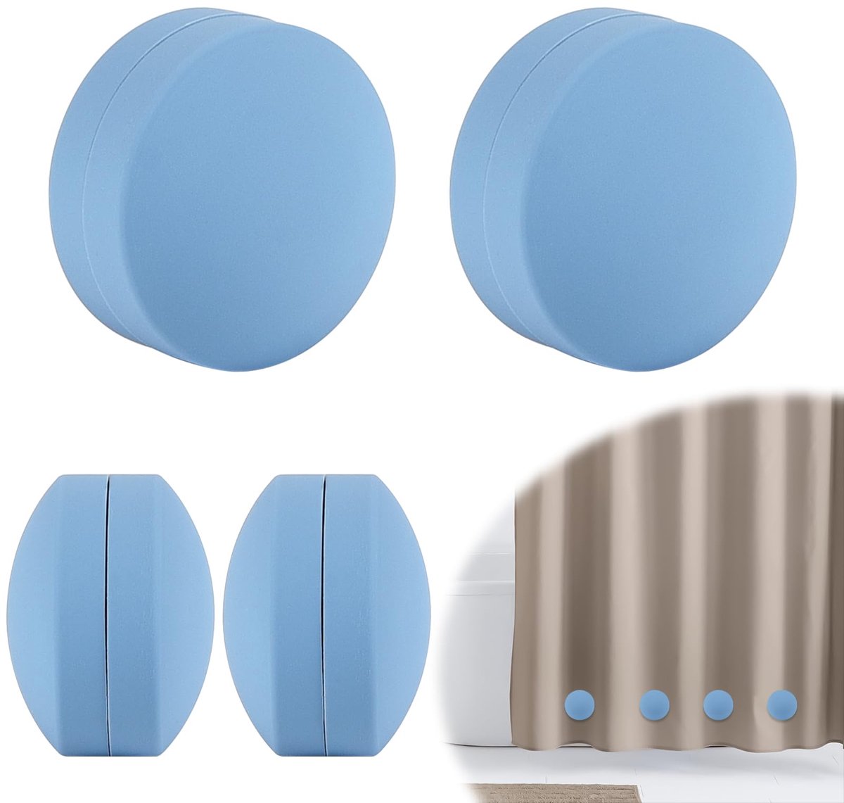 4 Paar Siliconen Gordijngewichten - Sterk Magnetisch - 96 gram per paar - Blauw