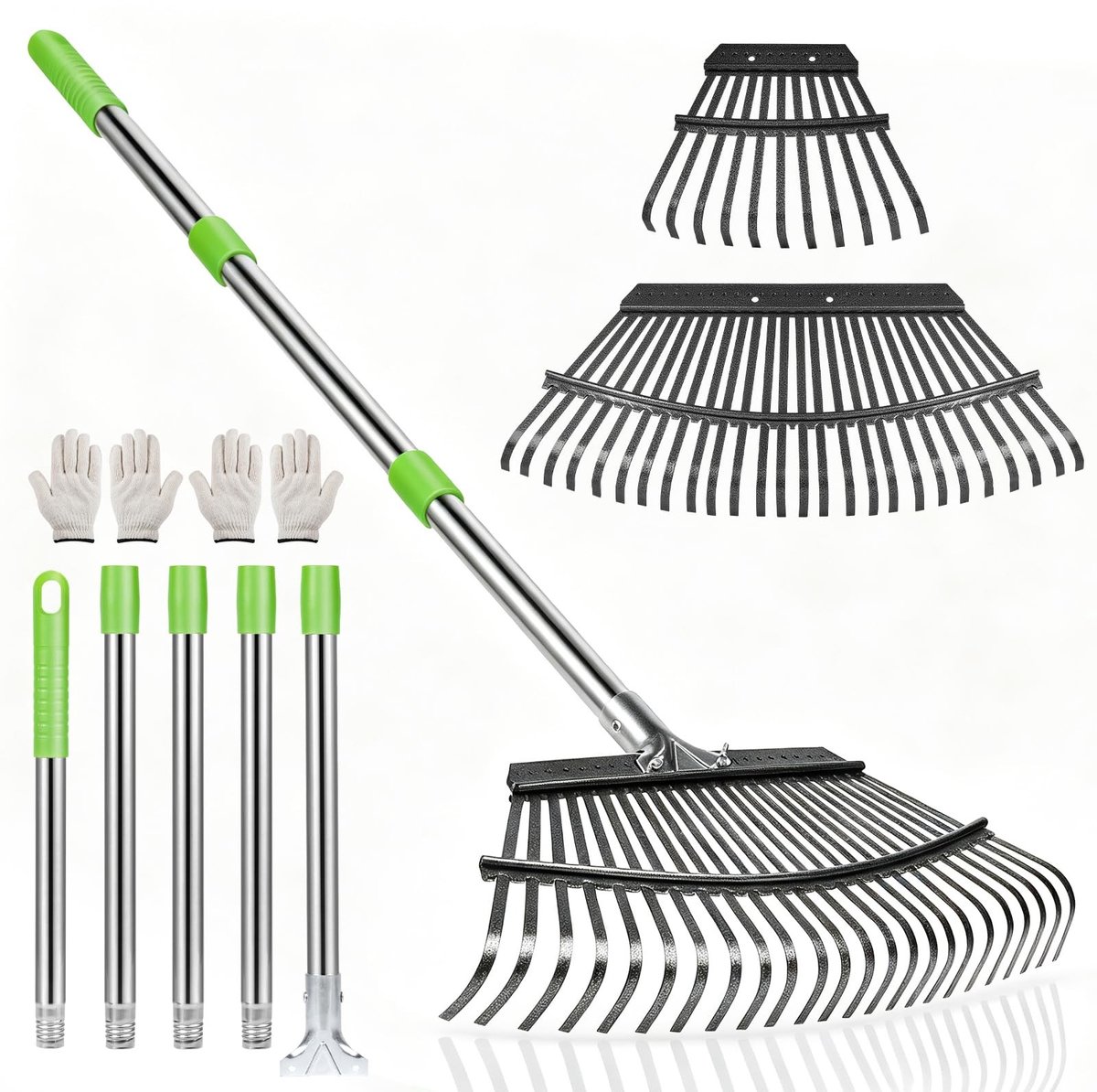 Elzusha - Verstelbare Tuinharkset met Handschoenen - 191 cm - Groen