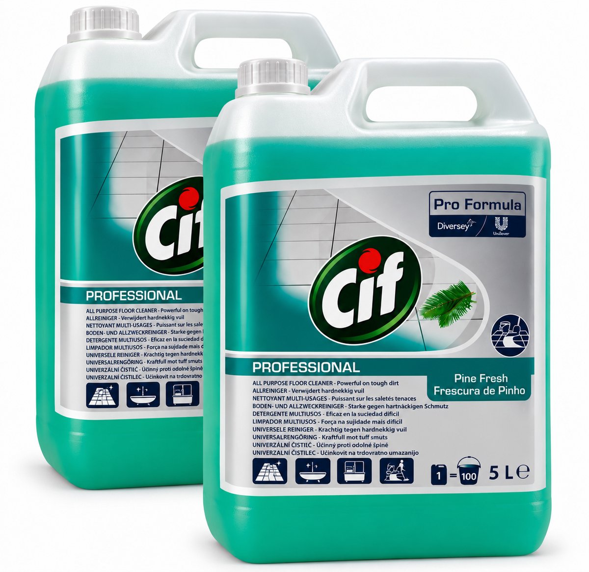 Cif Professional Pine Fresh Allesreiniger – Universele Vloer- & Oppervlaktereiniger – 2 x 5 L