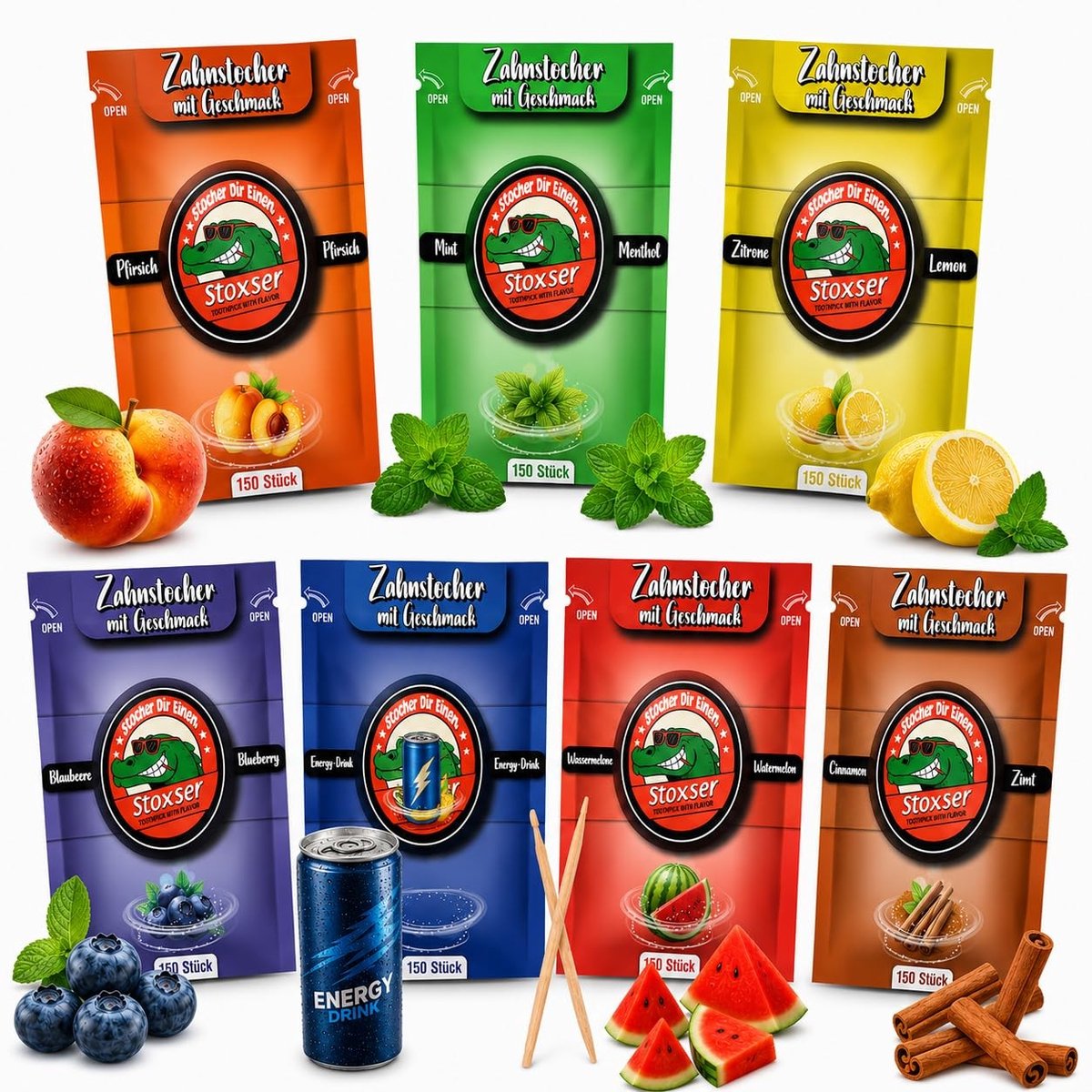 Elzusha - Tandenstokers met Smaak - 1050 stuks, Diverse Smaken