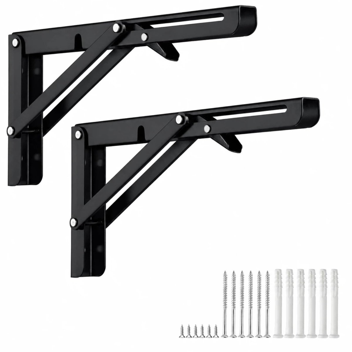 Elzusha - Set van 2 Opvouwbare Plankensteunen 350 mm van Staal