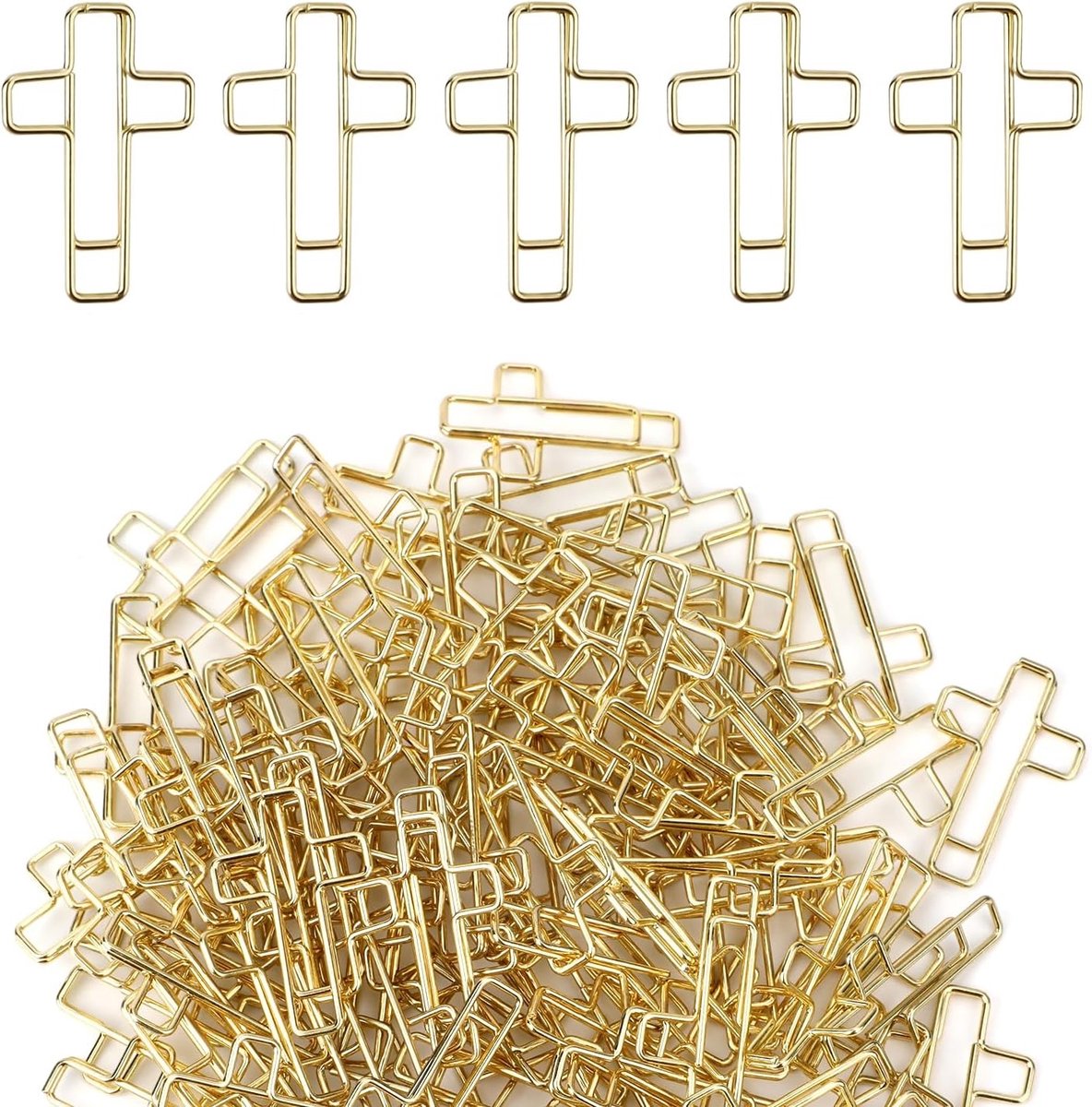 Kruisvormige Paperclips - Goud - 3,3 x 2,2 cm - Duurzaam IJzer - Voor Kantoor, School en Thuis Gebruik