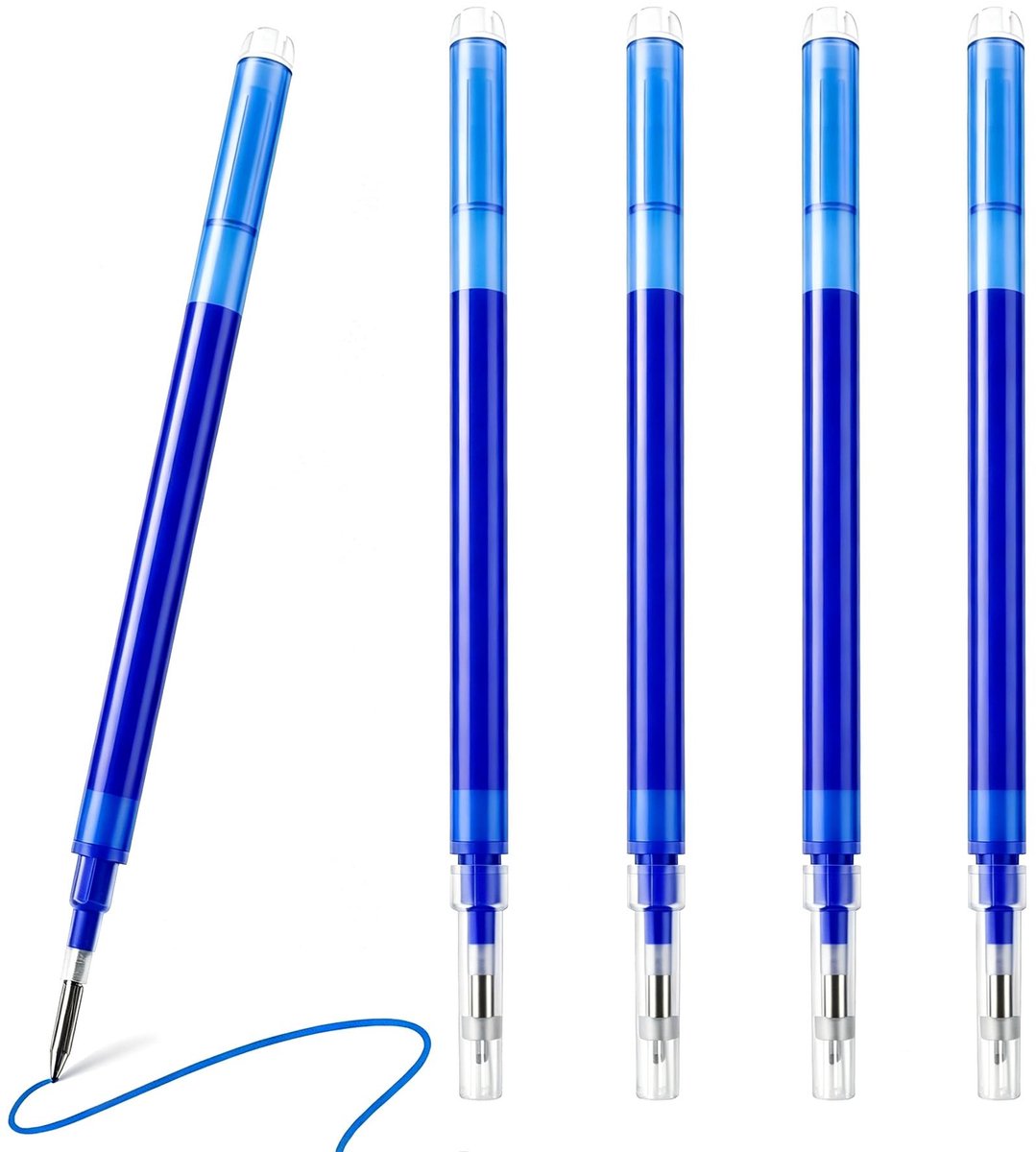 Elzusha - Set van 5 uitwisbare navullingen - 0,7 mm punt - Blauw