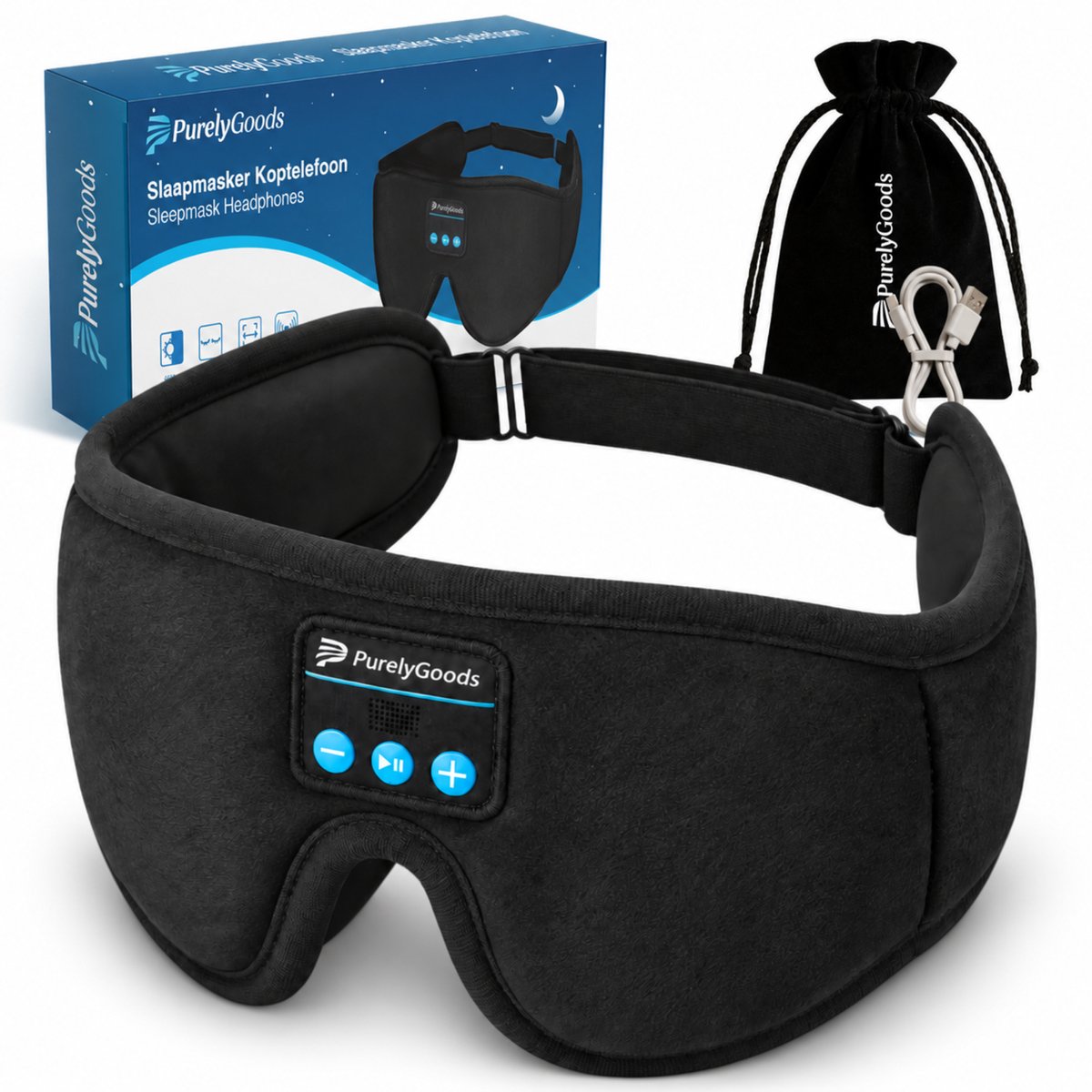 Bol.com PurelyGoods® Slaapmasker Bluetooth - Speakers voor Zijslapers - Zwart aanbieding