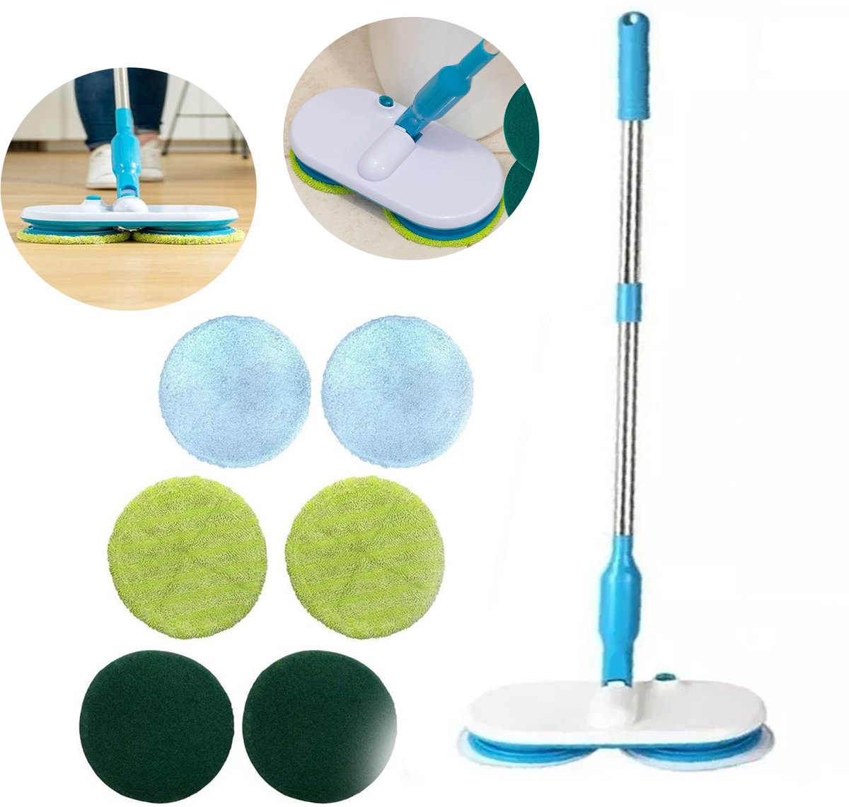 Vloerschrobborstel, Draadloze Elektrische Vloerschrobber, Draaiende Vloermop, Voor Badkamervloer en Keuken.