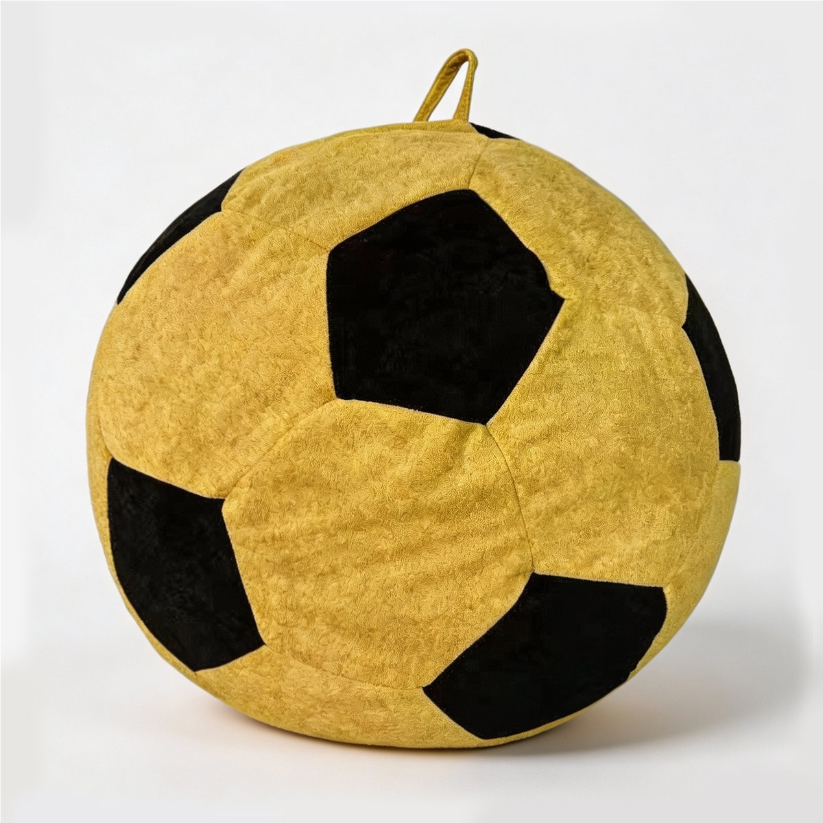 Kleine voetbalvormige bonenzakstoel, met veelkleurig stiksel, grote bonenzakzitplaats, comfortabele relaxte luie sofa voor slaapkamer, woonkamer, leeshoek, binnenzitstoel voor vrije tijd voor volwassenen en tieners-Geel/ Zwart