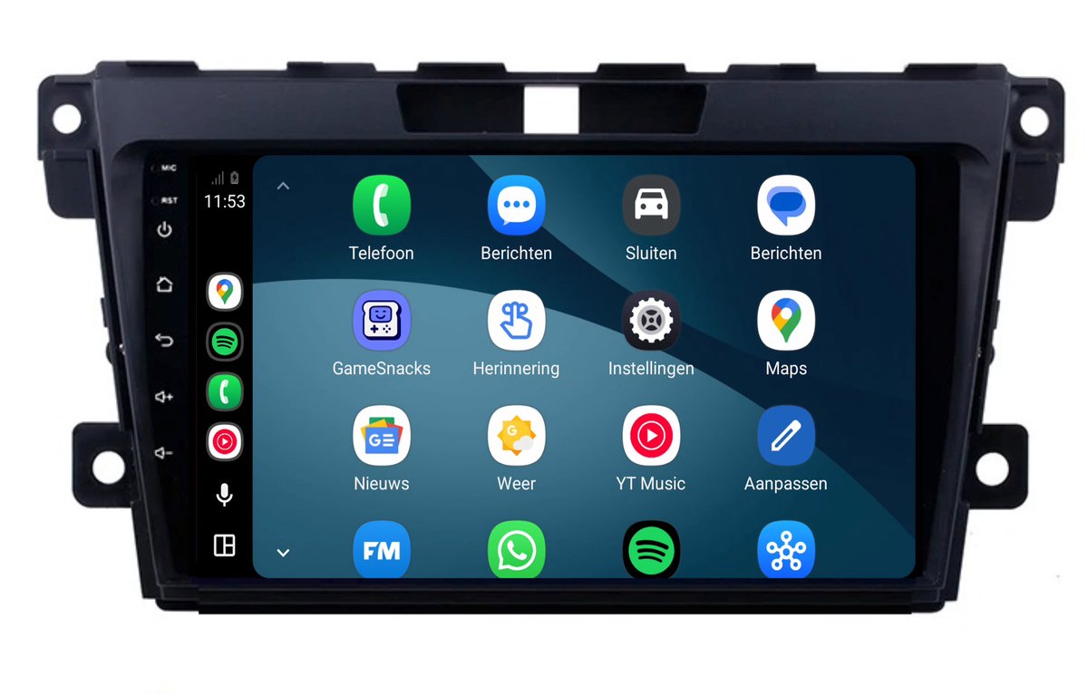 CarPlay autoradio geschikt voor Mazda CX-7 | 2006 t/m 2012 | Cartronix CTX-7049 | 2006 2007 2008 2009 2010 2011 2012 | 9 inch | Android 15 | Draadloos Apple CarPlay & Android Auto | 2GB + 32GB | Bluetooth & Wifi