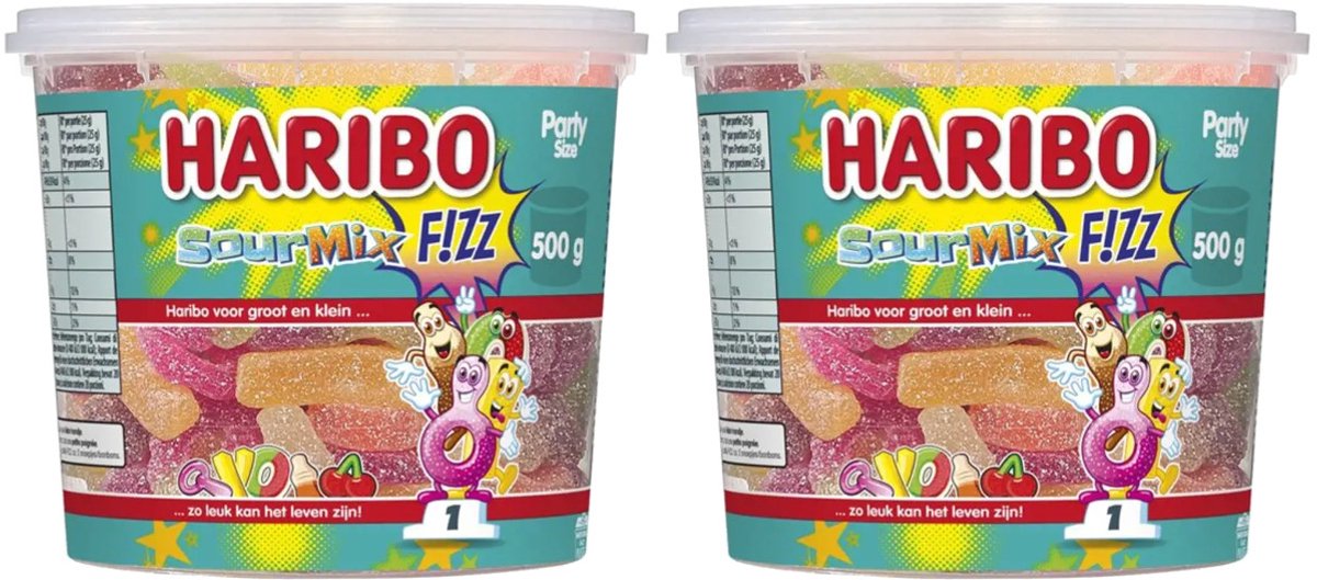 Haribo Sour Mix F!zz Party Size - Multipack - Snoep - 1000g (2x500g)