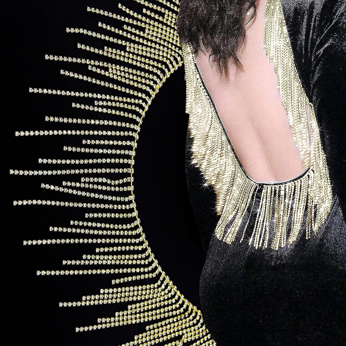 Rhinestone Fringe Ketting met Kristallen Kwastjes voor Bruiloft, Feestkleding en DIY Projecten - 1 Yard Goudkleurig Accessoire