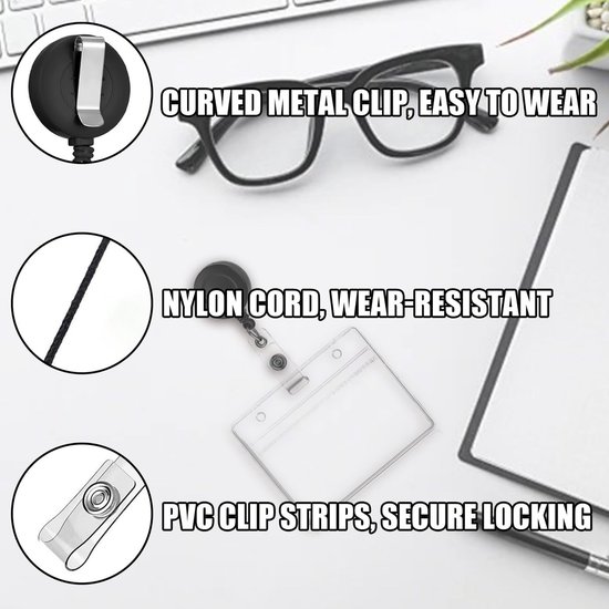 15 Stuks Uittrekbare Badgehouder, Verlengbare Lanyard, Stevige Badge Reel voor ID Kaarten, Sleutels en Toegangspassen voor Zorgverleners en Kantoorprofessionals — afbeelding 2