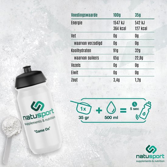 Natusport Isotone Sportdrank - Elektrolyten & Koolhydraten - Watermeloen - 1kg pot — afbeelding 4