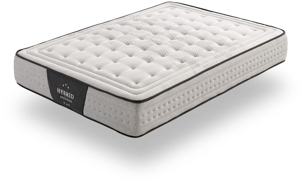Matris Matras met Ingepakte Veren 140x190 Hybrid Exclusive Gemiddeld-Hoge Stevigheid Blanco