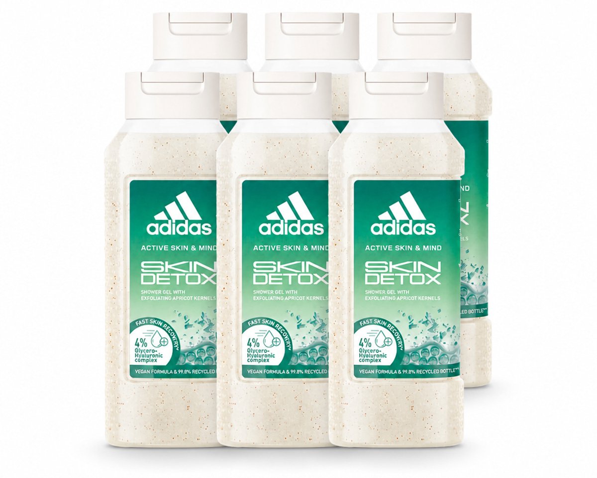 6 x Adidas – Douchegel – Active Skin & Mind Skin Detox – 250 ml - Voordeelverpakking - 6 stuks