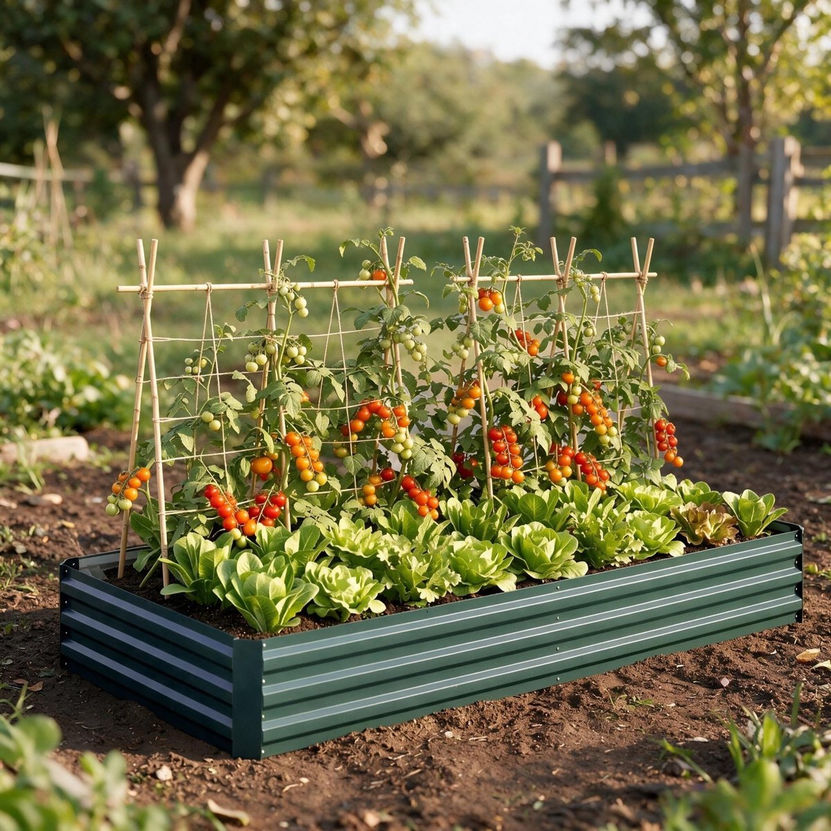 Moestuinbak – 241 x 90,5 x 30 cm – Stalen Golfplaat – Donkergroen – Voor Bloemen, Groenten en Kruiden
