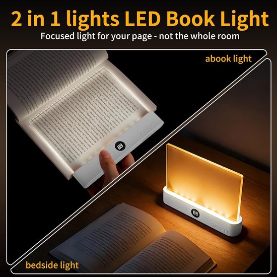 Leeslampje - Oplaadbaar LED Leeslampje met Clip - Verbeterd Plat Nachtlampje - met 3 Kleuren - Antireflecterend Intelligent Ontwerp - boekenlegger Boeklamp - leeslampje voor in bed - leeslampje voor boek oplaadbaar usb - Wit — afbeelding 2