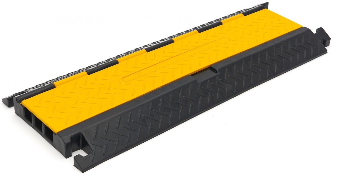 HBM 90 cm kabelbrug/kabelgoot met klep, 3 kanalen, rubber, max. belasting 9 t, kabeldikte 2,5 cm