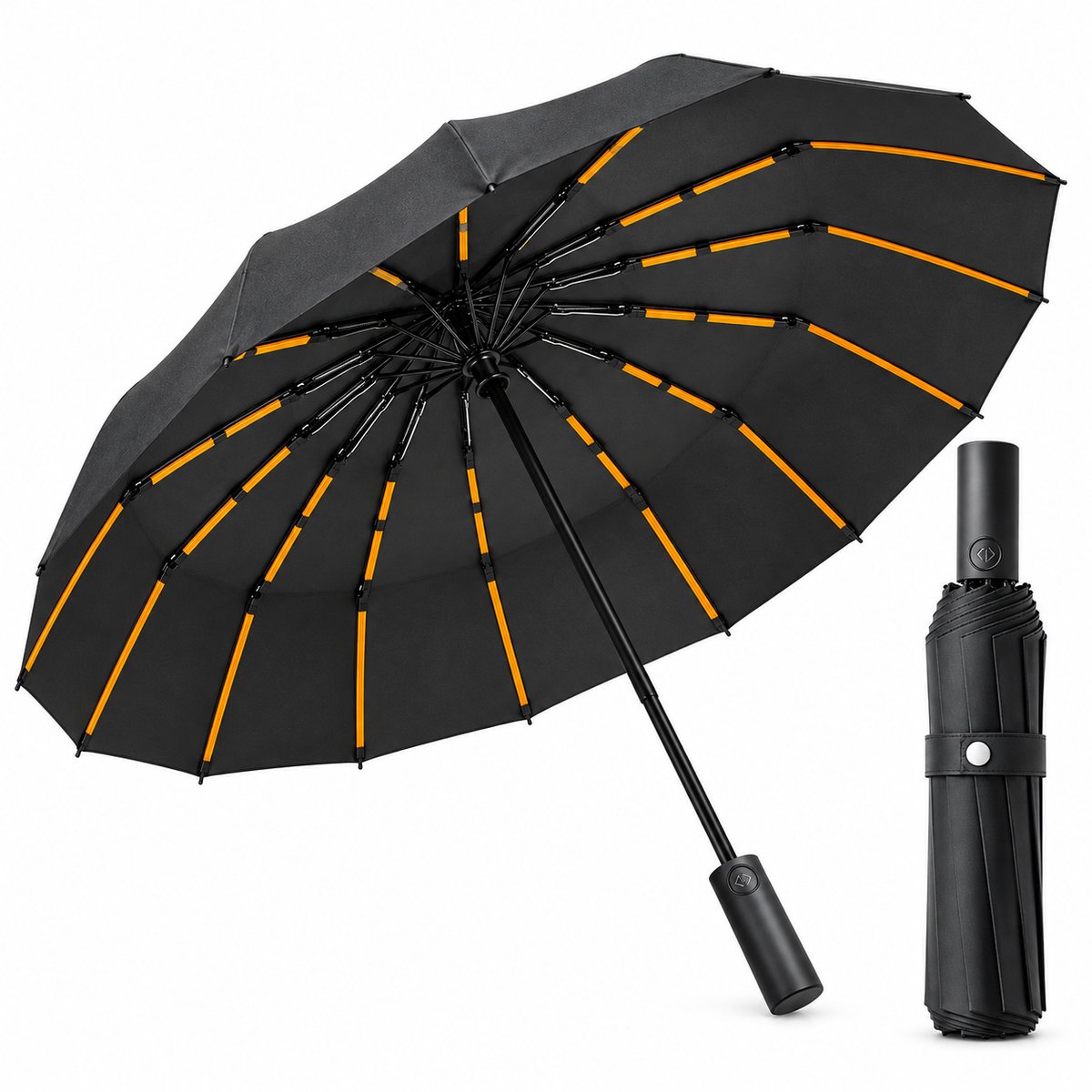 DPLUNIQ Stormparaplu - Paraplu - Opvouwbaar - 2-3 Personen - Zon en Wind Bestendig - 63x107cm - Extra Stevig - Glasvezel - Zwart