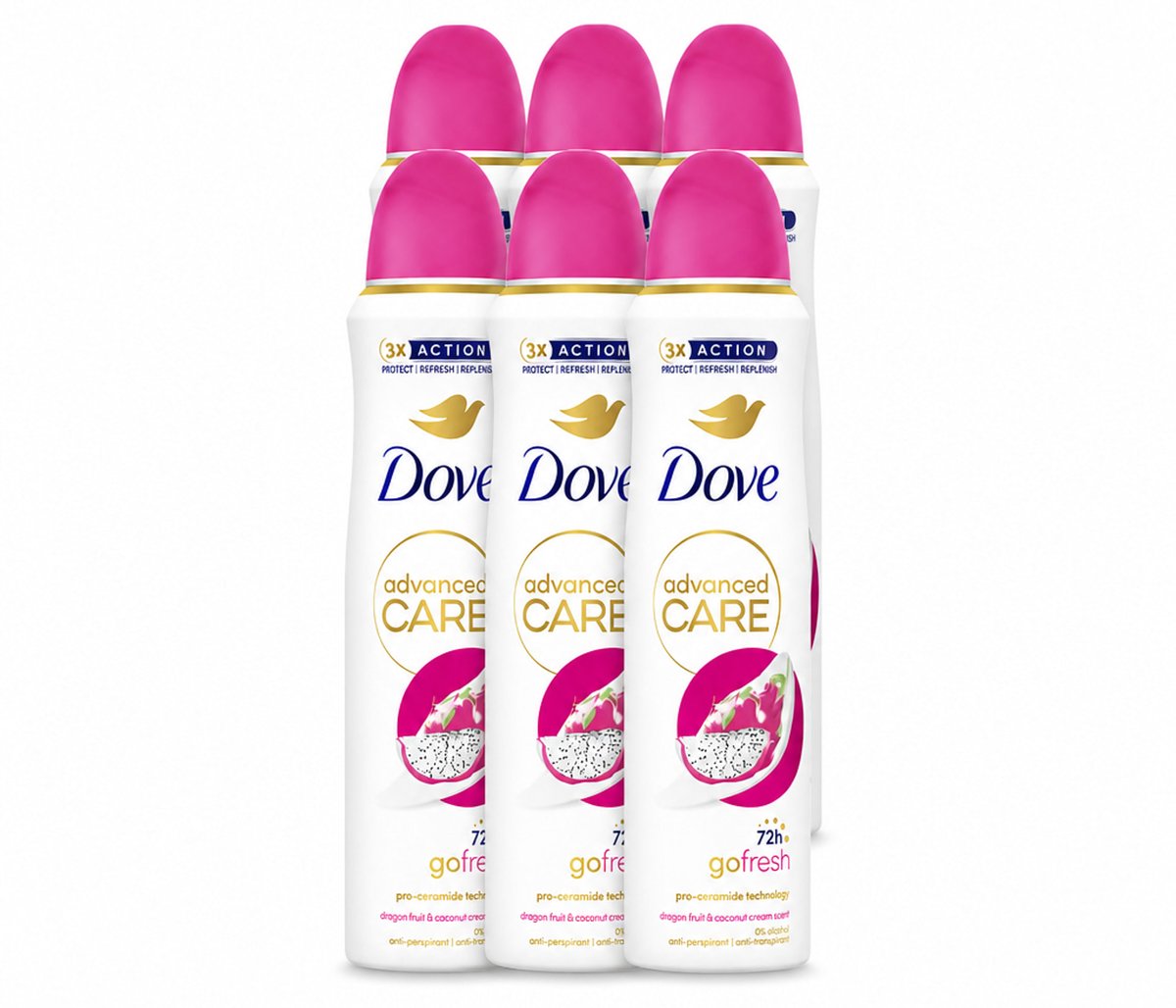 6 x Dove – Deodorant Spray – Dragon Fruit & Coconut Cream – 150 ml - Voordeelverpakking - 6 stuks