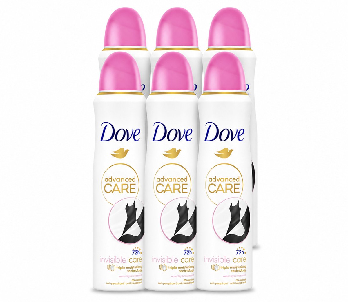 6 x Dove – Deodorant Spray – Invisible Care – 150 ml - Voordeelverpakking - 6 stuks
