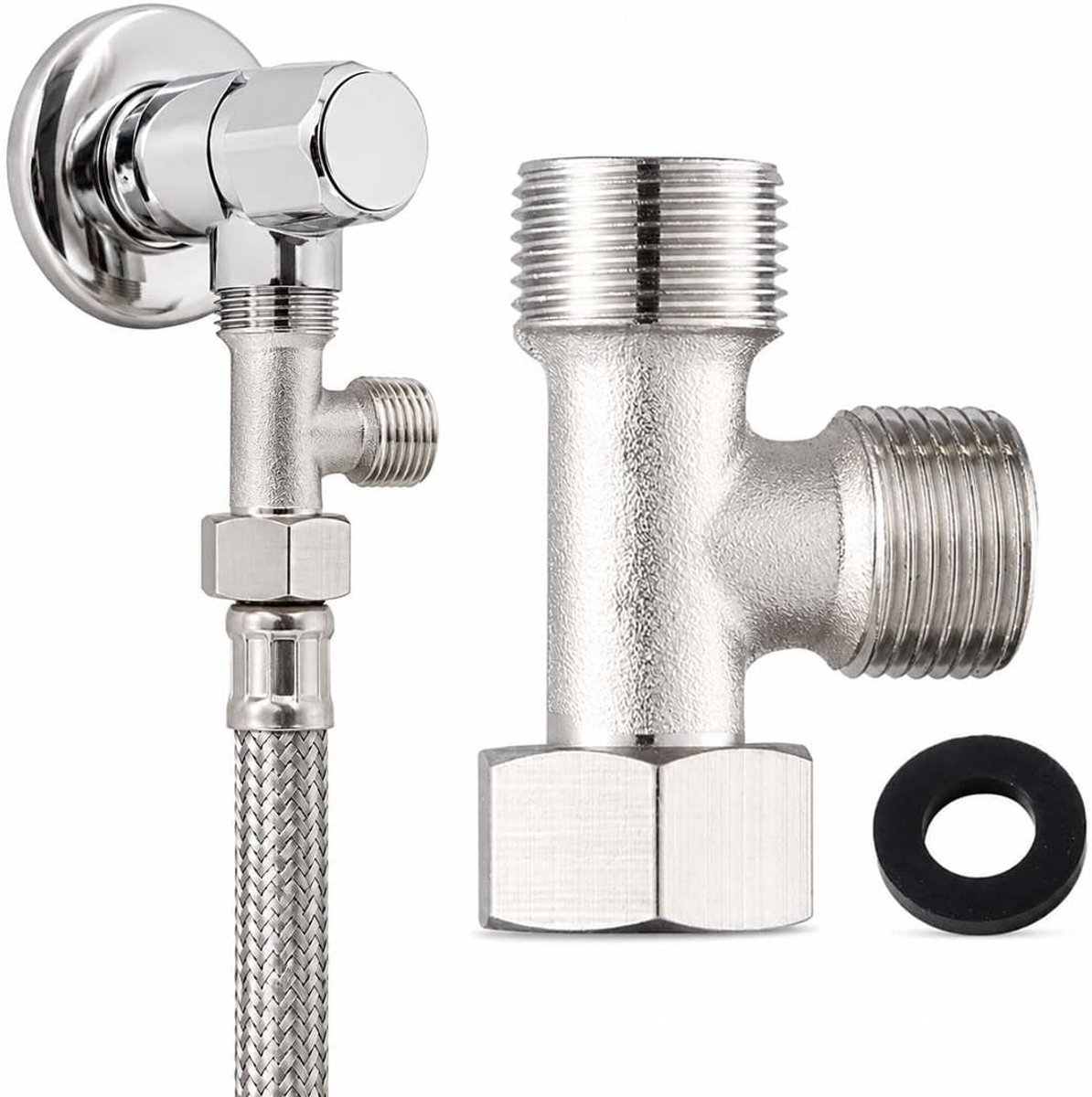 3 weg kraan - Koper - 3/8 naar 1/2 Inch - Driezijdige Sanitair Afvoerkraan - Voor Toiletinstallaties