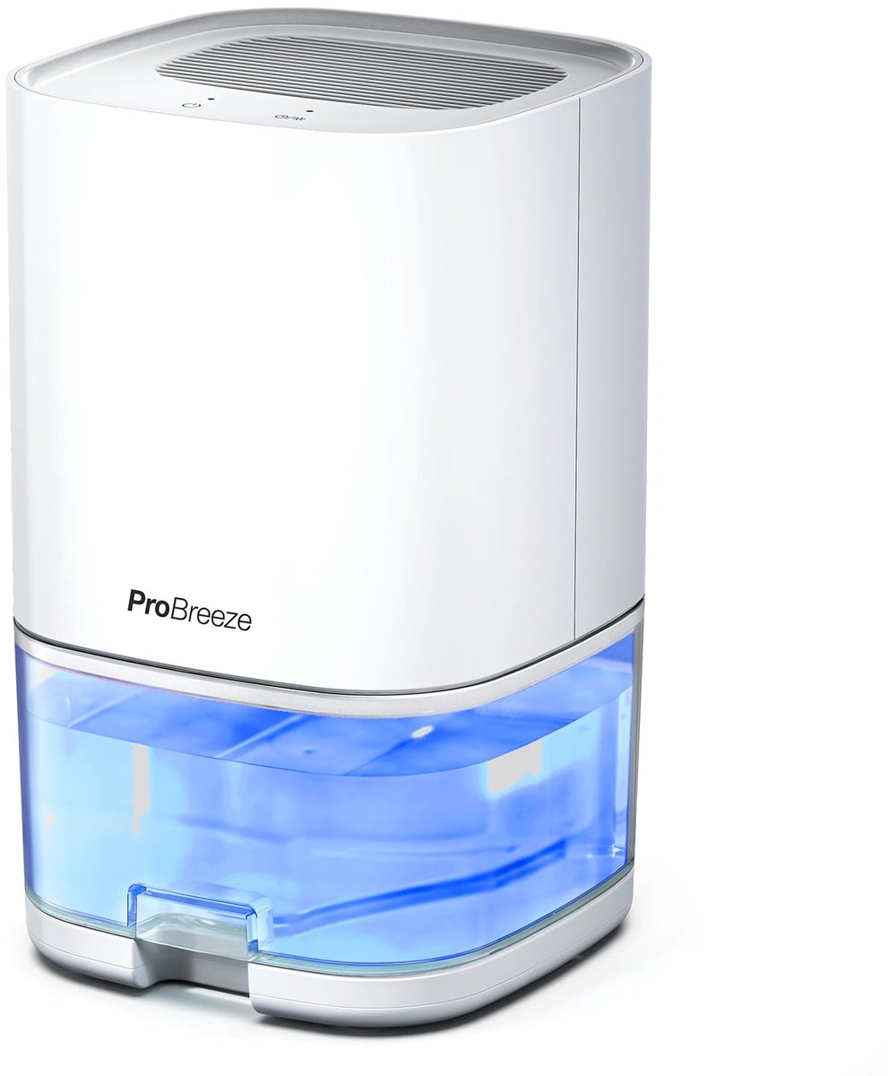 Luchtontvochtiger 1000 ml – Stil – Automatische uitschakeling – 6 LED-kleuren – Tot 450 ml per dag – Wit