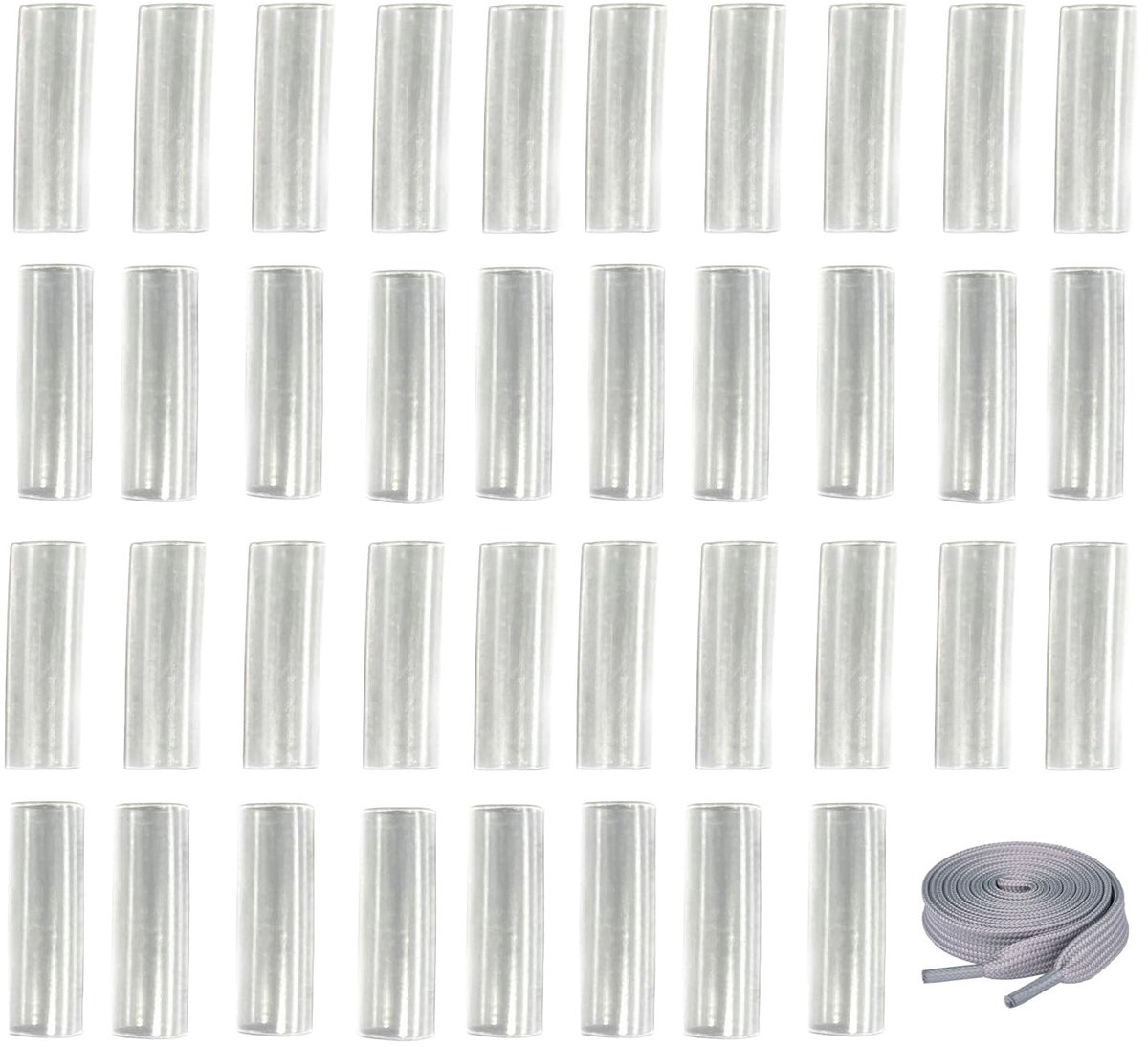 Elzusha - Set van 20 Schoenreparaties - Transparante Veters - Grijs