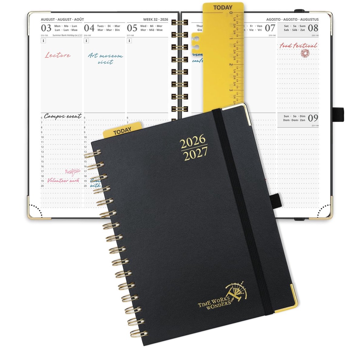 Elzusha - Agenda 2026-2027 - Wekelijkse Planner met Spiral Binding - Zwart
