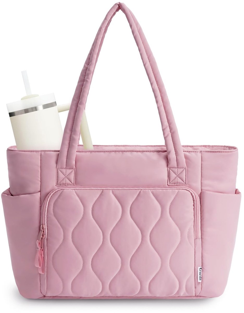 Elzusha - Grote Tote Bag voor Dames - Met Laptopvak, Roze