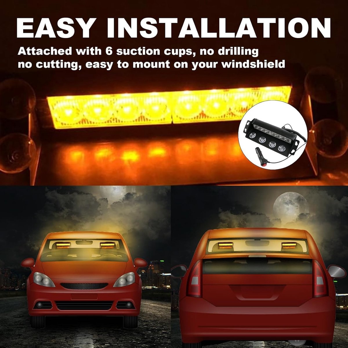 Auto Noodlicht - Geel - 12V - LED Strobe Licht met 3 Knippermodi - Voor Voertuigen en Trucks