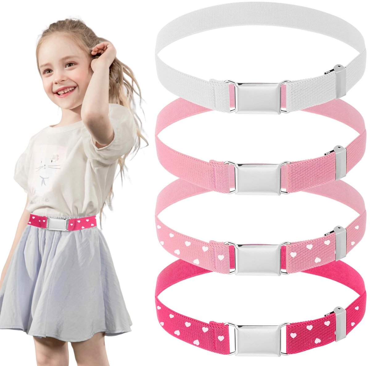 Elzusha - Elastische Kinderriem - Set van vier kleuren