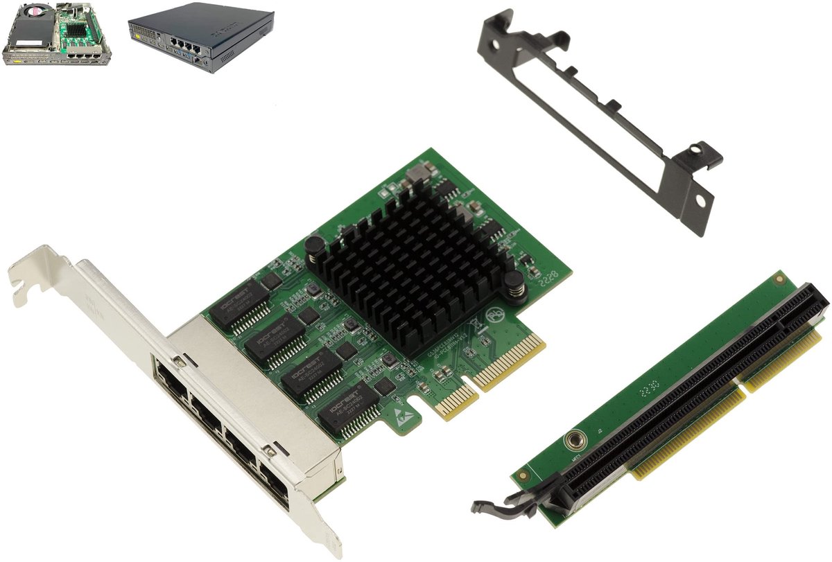 Elzusha - PCIe 4 Port LAN Gigabit Ethernet Netwerk Controller Kaart - Geschikt voor Lenovo Tiny5