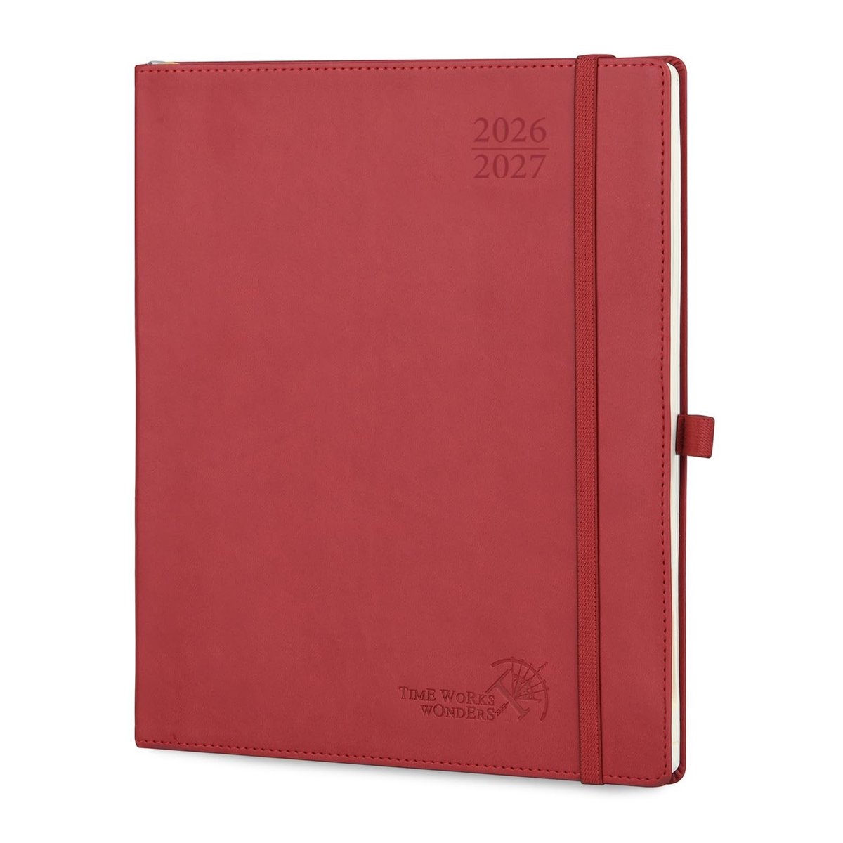 Elzusha - Agenda 2026-2027 - Verticale planner met zachte PU leren omslag - 26,5 x 21,5 cm