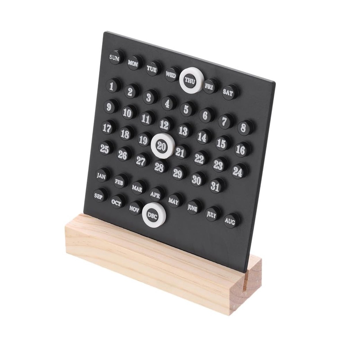 Elzusha - Houten Bureau Kalender - Circulaire Design met Acryl Stand