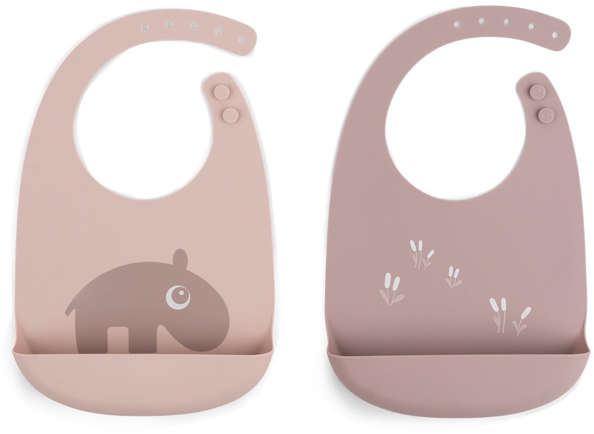 Elzusha - Silicone slabbetjes set van 2 - Waterdicht - Ozzo roze