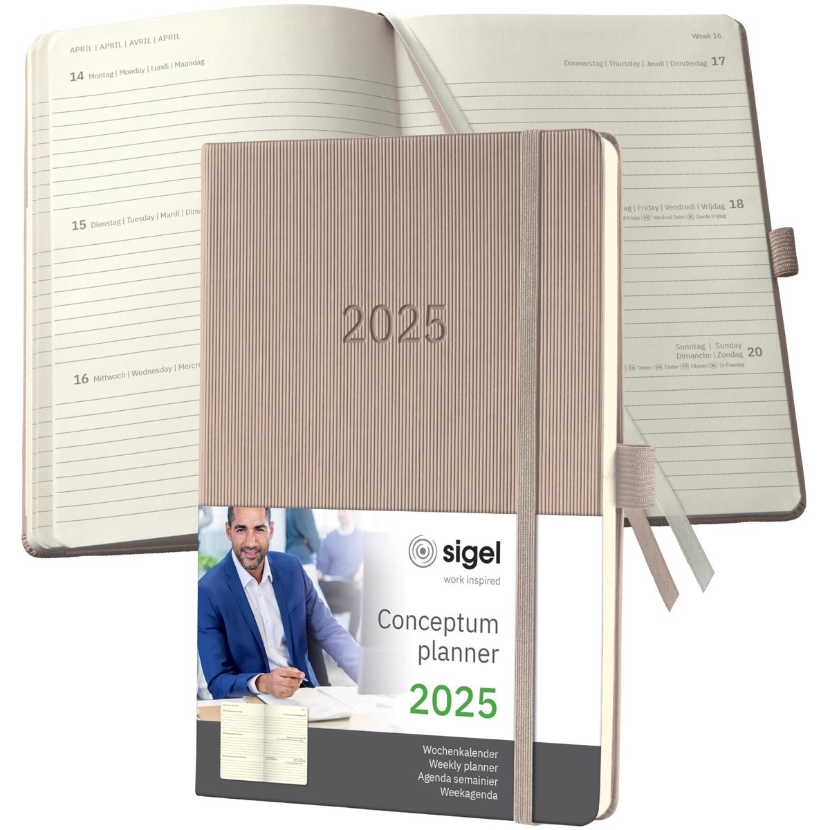 Elzusha - Conceptum Boek Kalender 2025 - A5 - Taupe