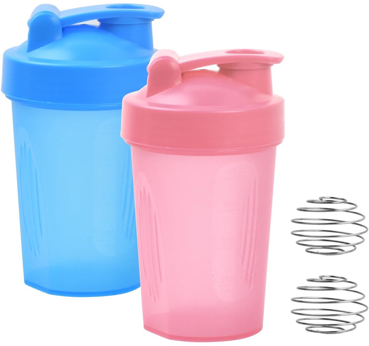 Elzusha - Protein Shaker Fles met Roestvrijstalen Mengbal - 400 ml - Set van 2