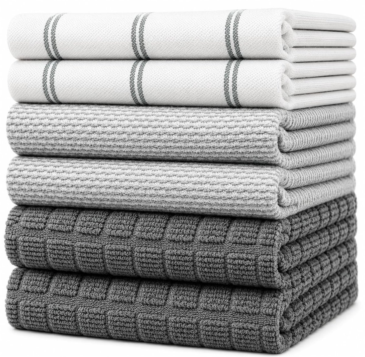 Elzusha - Set van 6 Absorberende Keukenhanddoeken van Katoen (50 x 70 cm)