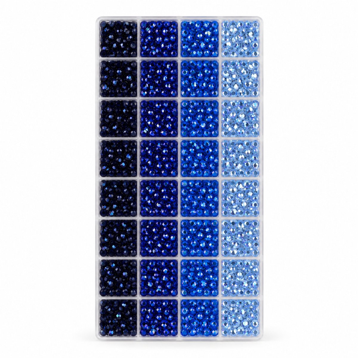 Currero Bedazzle Kit - Bedazzling - Plakstenen - Strass Steentjes - DIY Versieren - 32 Vakken - Nagel Decoratie - Met Pincet En Applicator - 3/4/5/6mm - Blauw