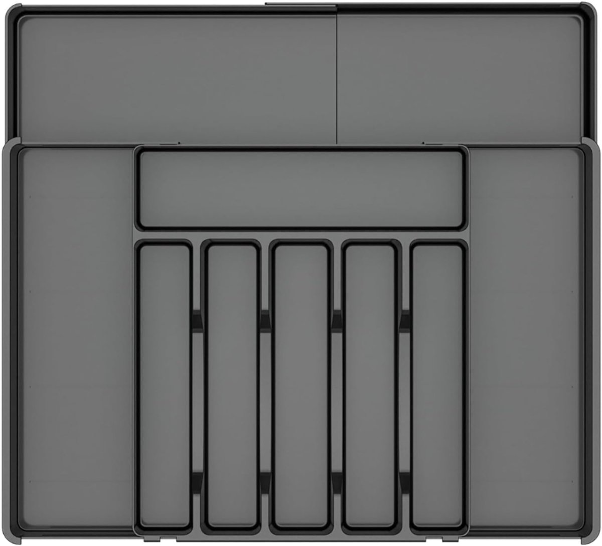 SNJY® Bestekbak - Besteklade - Ladeverdeler - Uitbreidbaar - 49D x 53B x 5H cm - Zwart